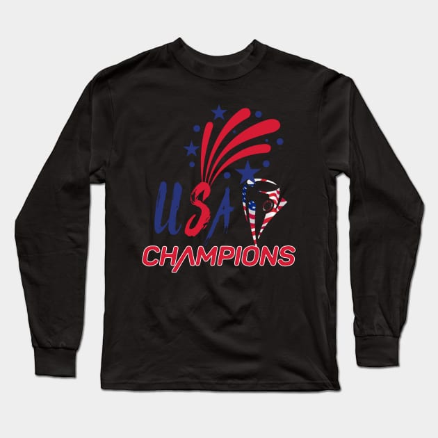 Nations League USA 2021 Champions Football Fans Long Sleeve T-Shirt by ArchmalDesign